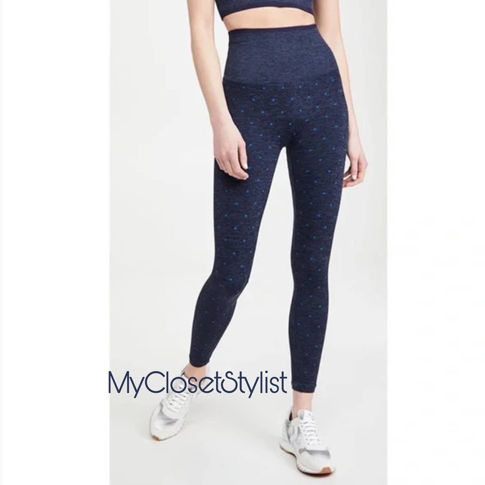 Anthropologie Space Dye Blue Leggings NEW Athletic Pants Small S/M Splits59
